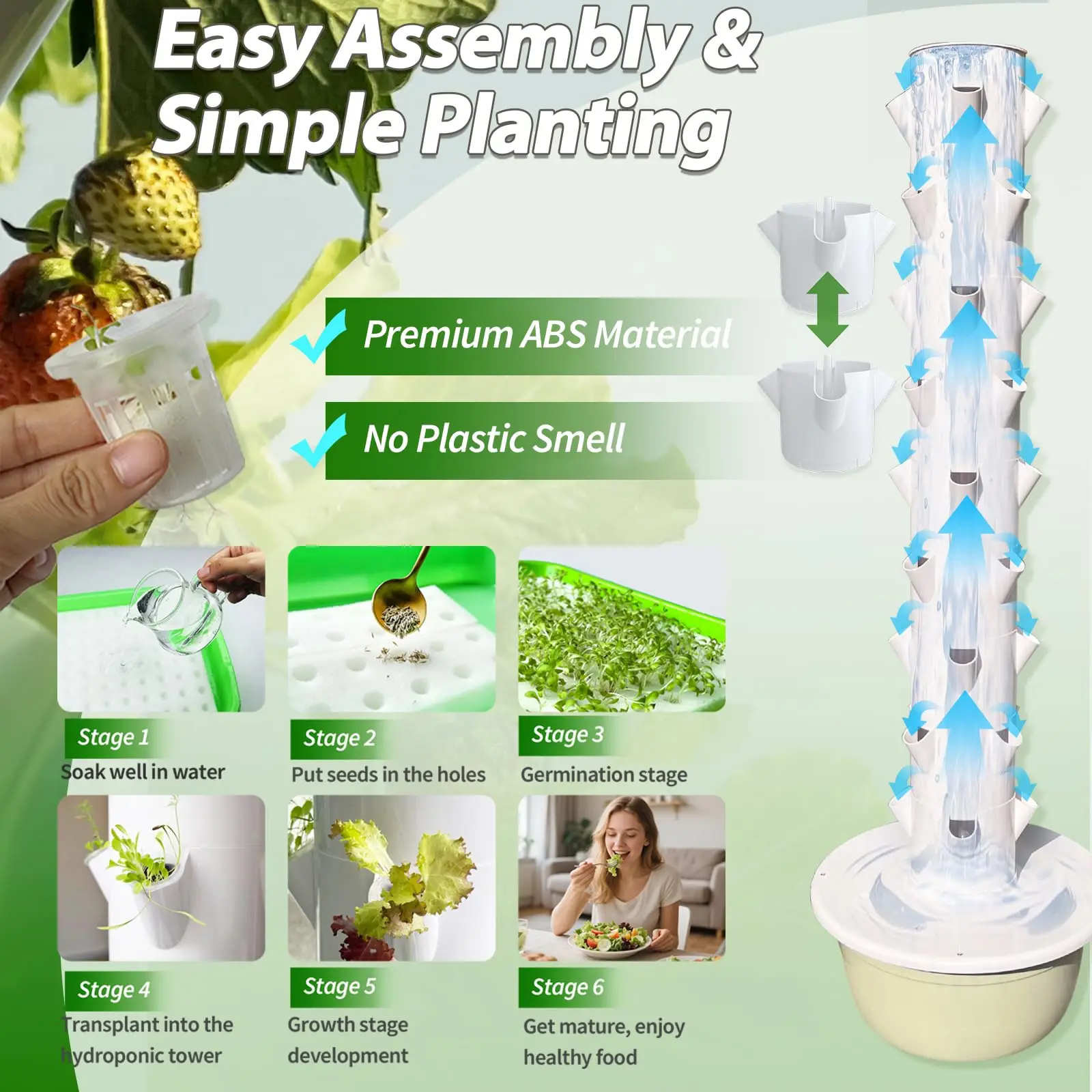 Automated Smart Hydroponic Tower – Connected Wi Fi Controlled Vertical Growing System for Indoor & Outdoor Harvest Automated Smart Hydroponic Tower – Connected Wi Fi Controlled Vertical Growing System for Indoor & Outdoor Harvest