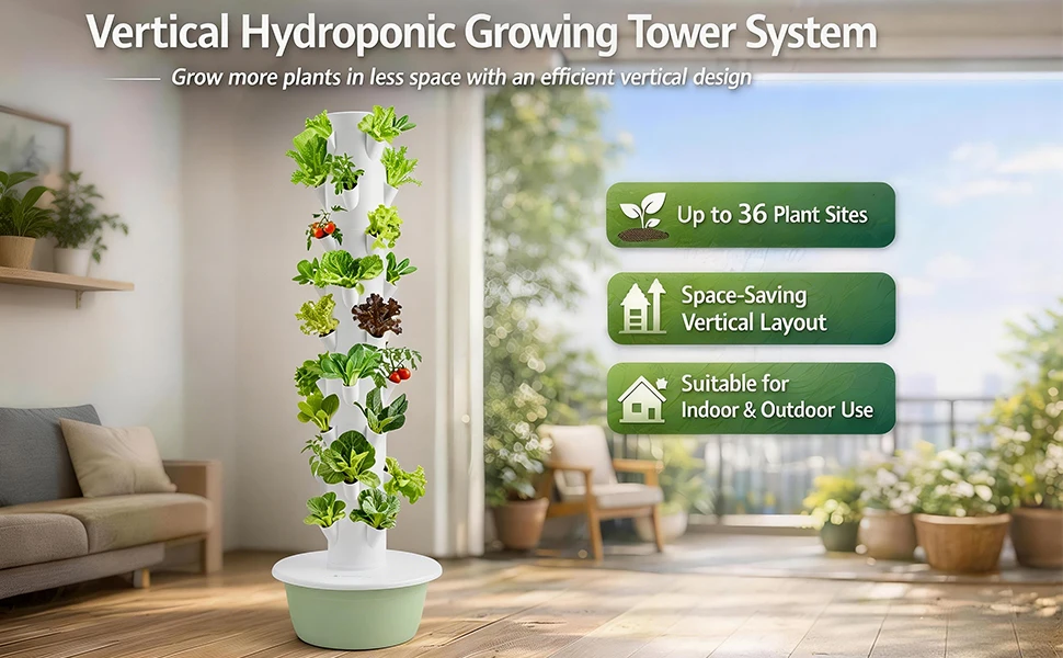 Automated Smart Hydroponic Tower – Connected Wi-Fi Controlled Vertical Growing System for Indoor & Outdoor Harvest Automated Smart Hydroponic Tower – Connected Wi-Fi Controlled Vertical Growing System for Indoor & Outdoor Harvest