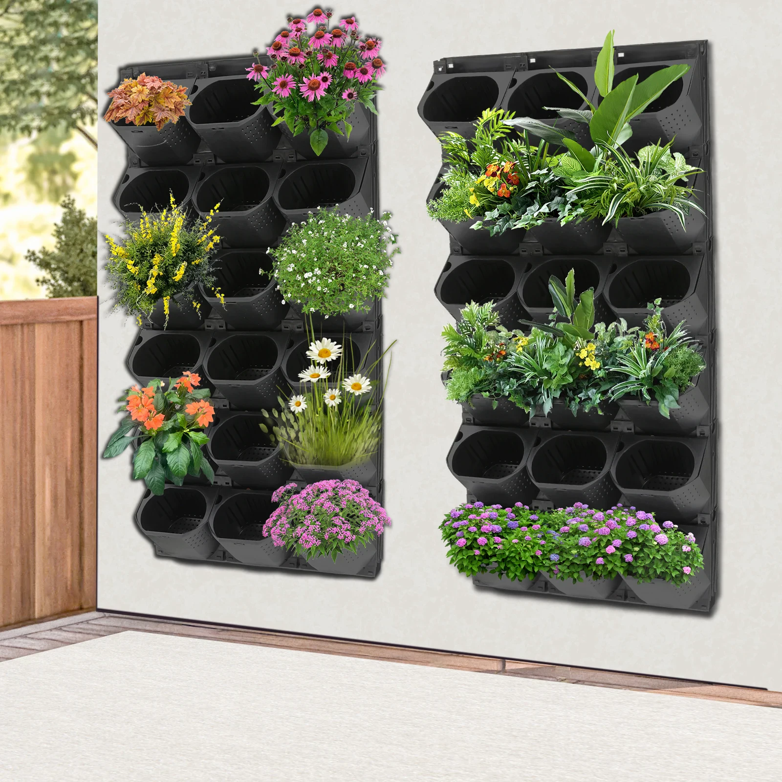 Modular 36 Pot Vertical Living Wall System, Self Hydrating Wall Mounted Architectural Planter Modular 36 Pot Vertical Living Wall System, Self Hydrating Wall Mounted Architectural Planter