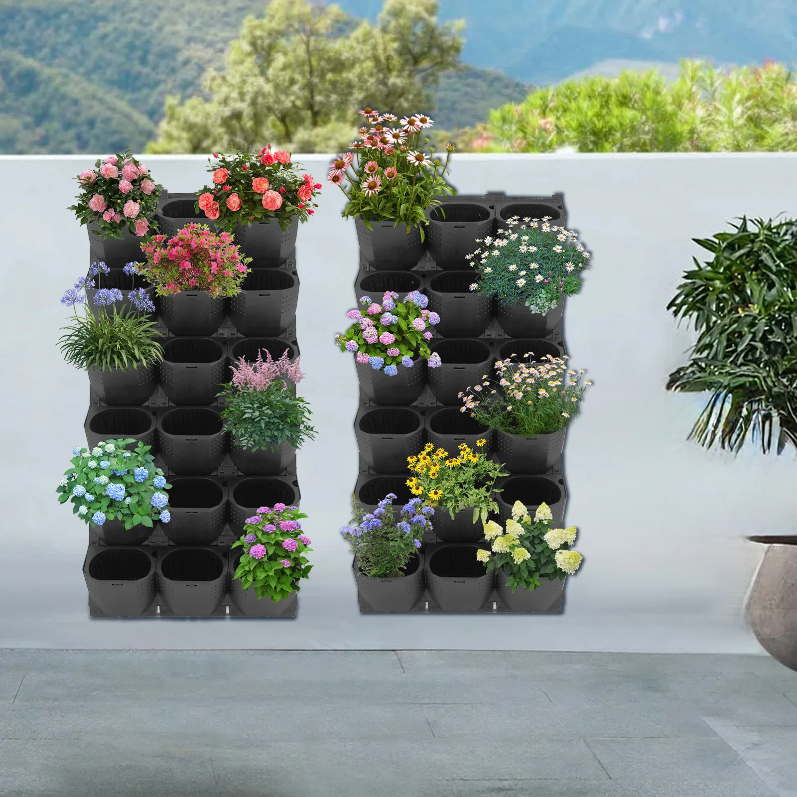 Modular 36 Pot Vertical Living Wall System, Self Hydrating Wall Mounted Architectural Planter Modular 36 Pot Vertical Living Wall System, Self Hydrating Wall Mounted Architectural Planter