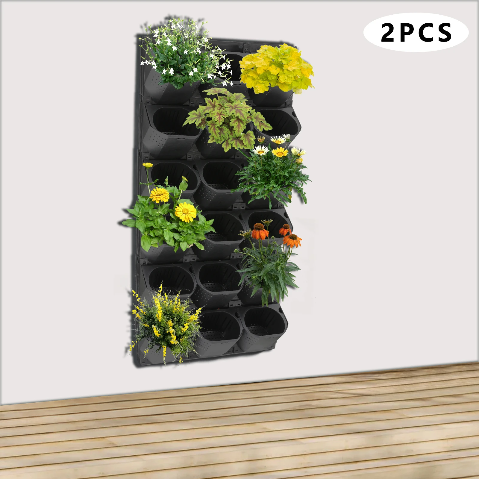 Modular 36-Pot Vertical Living Wall System, Self-Hydrating Wall-Mounted Architectural Planter Modular 36-Pot Vertical Living Wall System, Self-Hydrating Wall-Mounted Architectural Planter