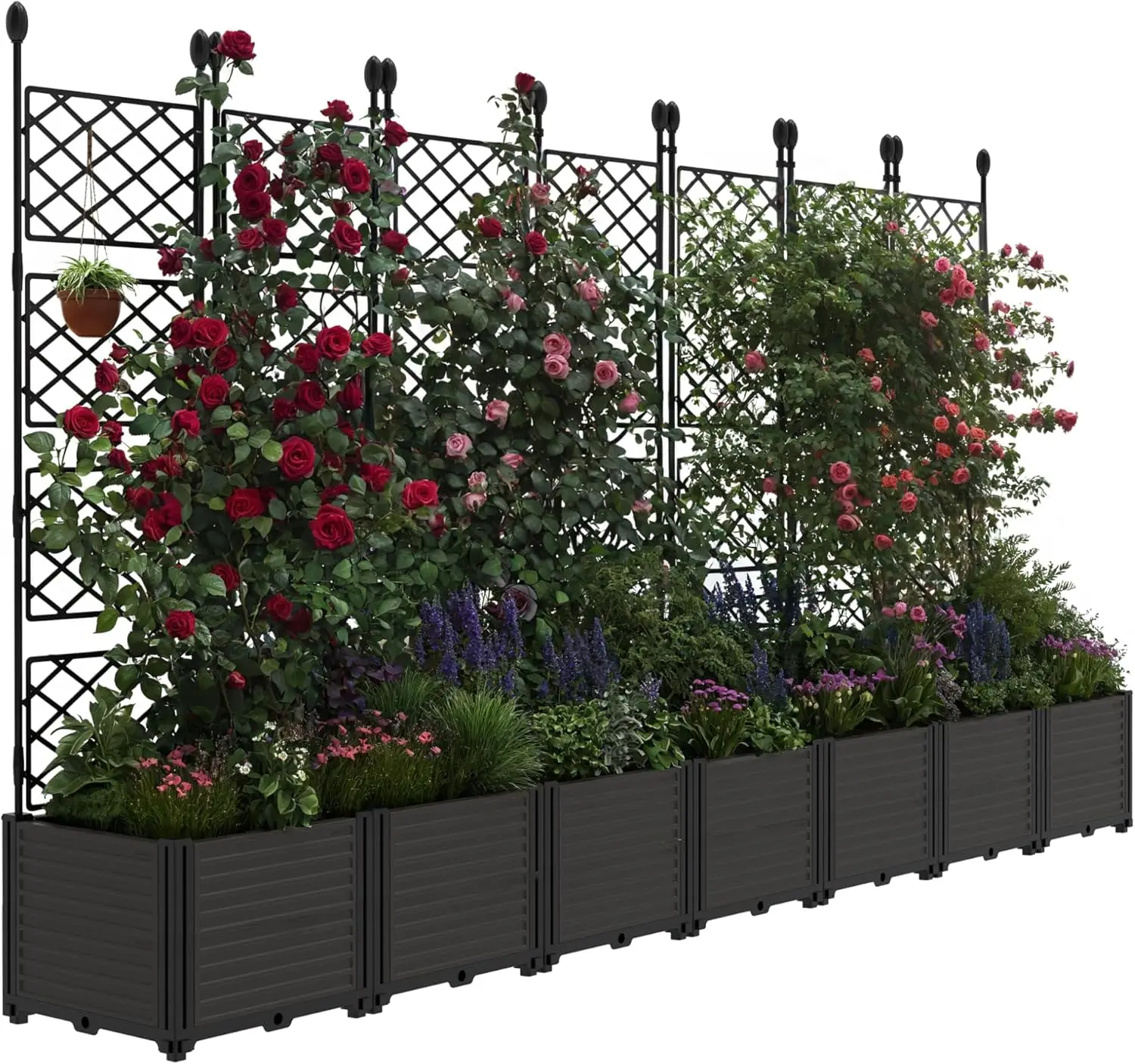 Architectural Vertical Garden Bed with Integrated Climbing Trellis, 63-Inch Elevated Plant Enclosure for Patio & Terrace Architectural Vertical Garden Bed with Integrated Climbing Trellis, 63-Inch Elevated Plant Enclosure for Patio & Terrace