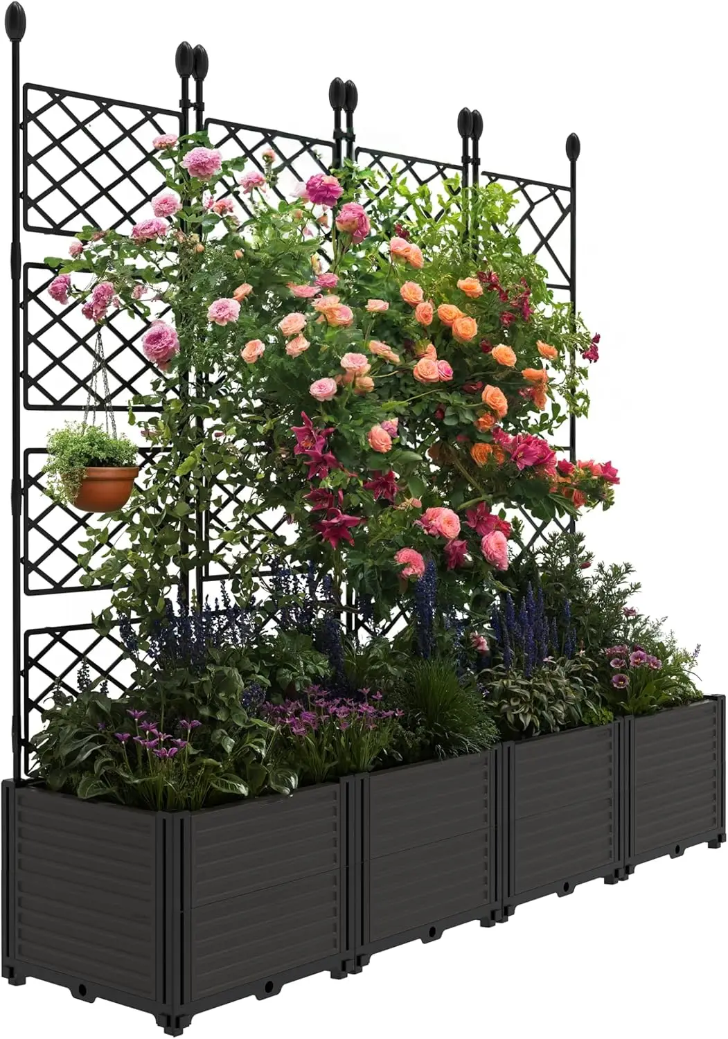 Architectural Vertical Garden Bed with Integrated Climbing Trellis, 63-Inch Elevated Plant Enclosure for Patio & Terrace Architectural Vertical Garden Bed with Integrated Climbing Trellis, 63-Inch Elevated Plant Enclosure for Patio & Terrace