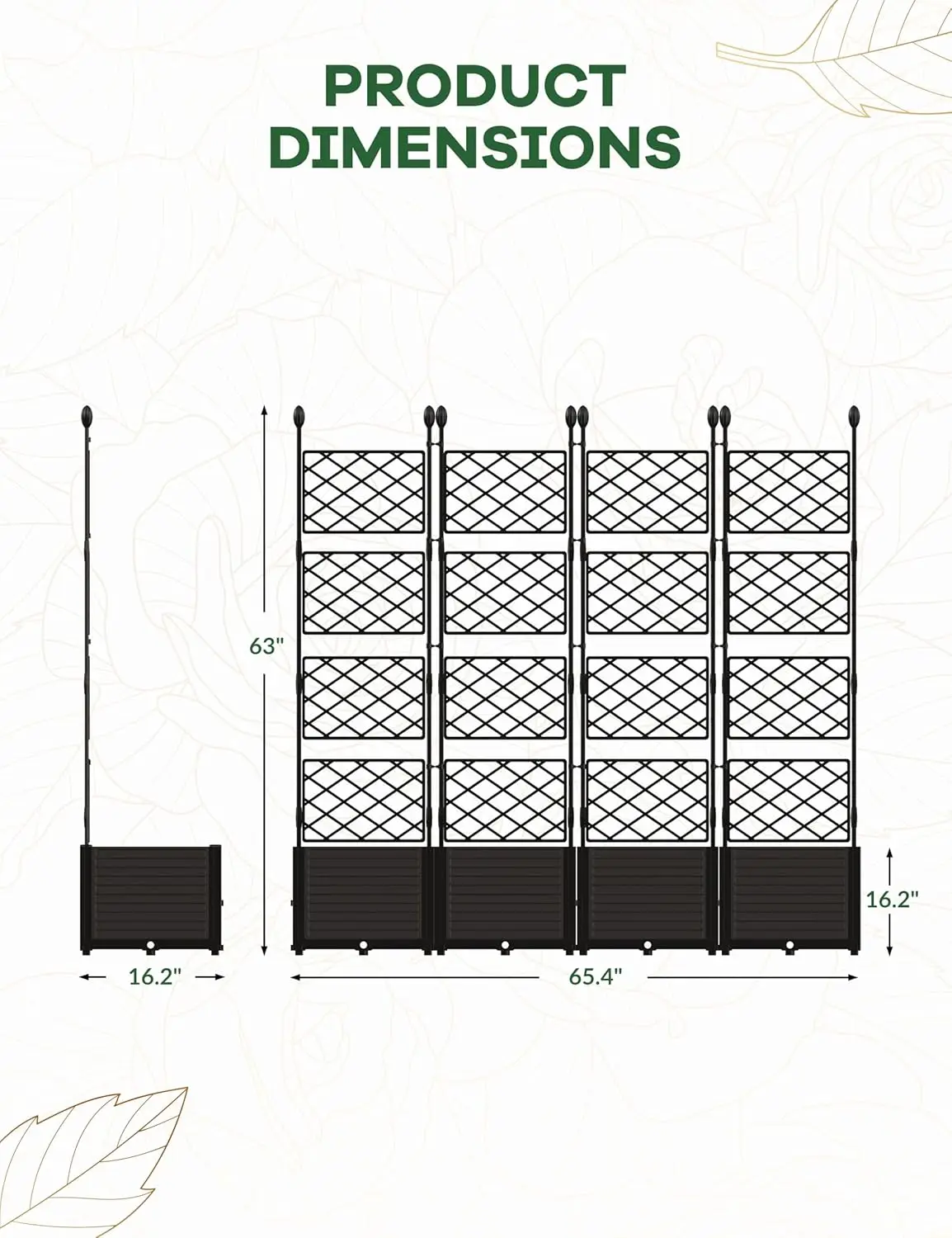 Architectural Vertical Garden Bed with Integrated Climbing Trellis, 63-Inch Elevated Plant Enclosure for Patio & Terrace Architectural Vertical Garden Bed with Integrated Climbing Trellis, 63-Inch Elevated Plant Enclosure for Patio & Terrace