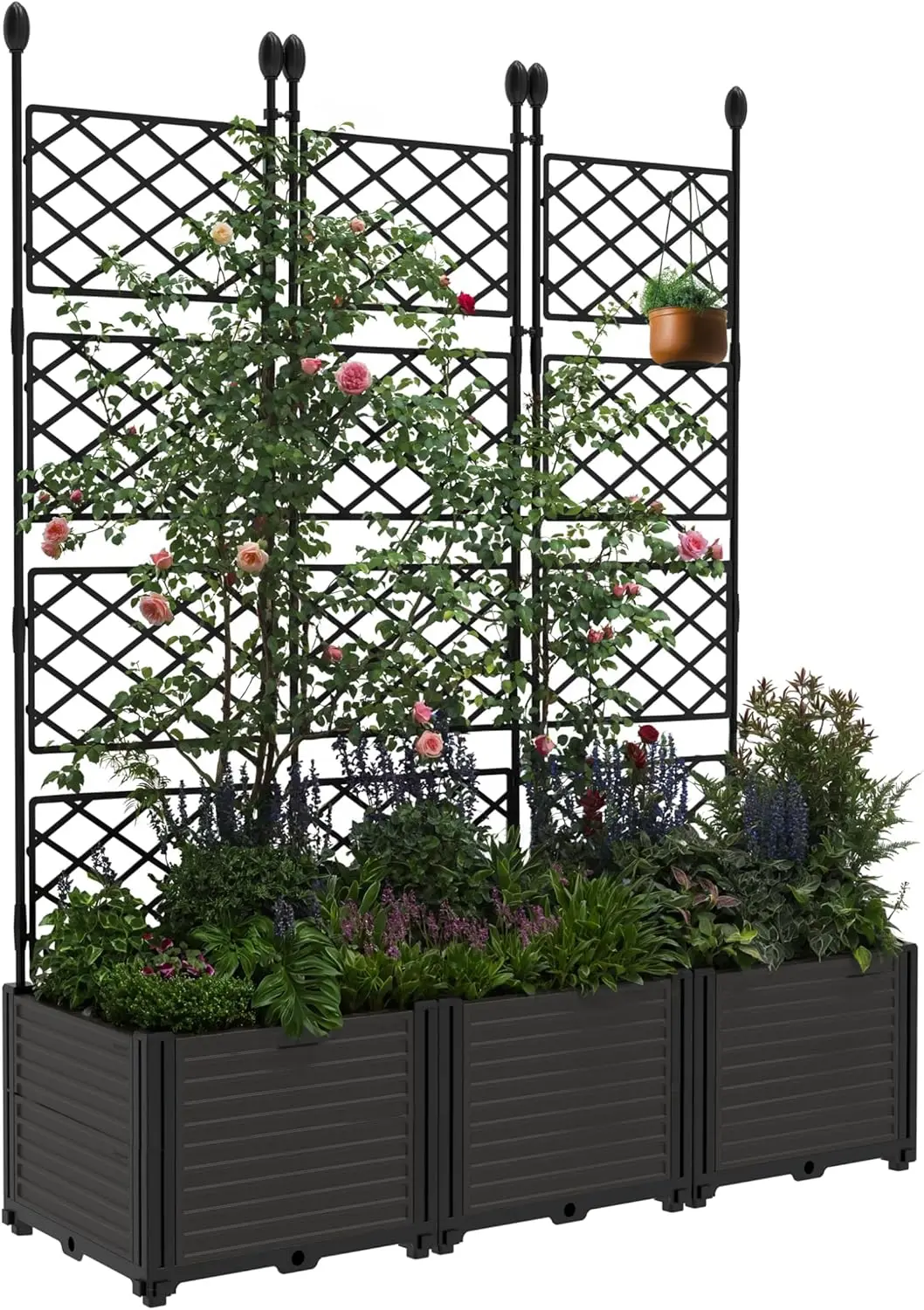 Architectural Vertical Garden Bed with Integrated Climbing Trellis, 63-Inch Elevated Plant Enclosure for Patio & Terrace Architectural Vertical Garden Bed with Integrated Climbing Trellis, 63-Inch Elevated Plant Enclosure for Patio & Terrace
