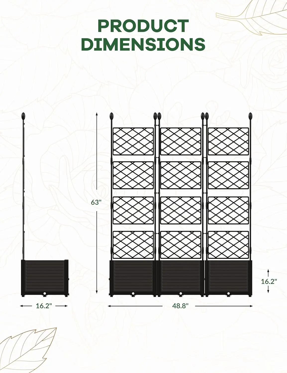 Architectural Vertical Garden Bed with Integrated Climbing Trellis, 63-Inch Elevated Plant Enclosure for Patio & Terrace Architectural Vertical Garden Bed with Integrated Climbing Trellis, 63-Inch Elevated Plant Enclosure for Patio & Terrace