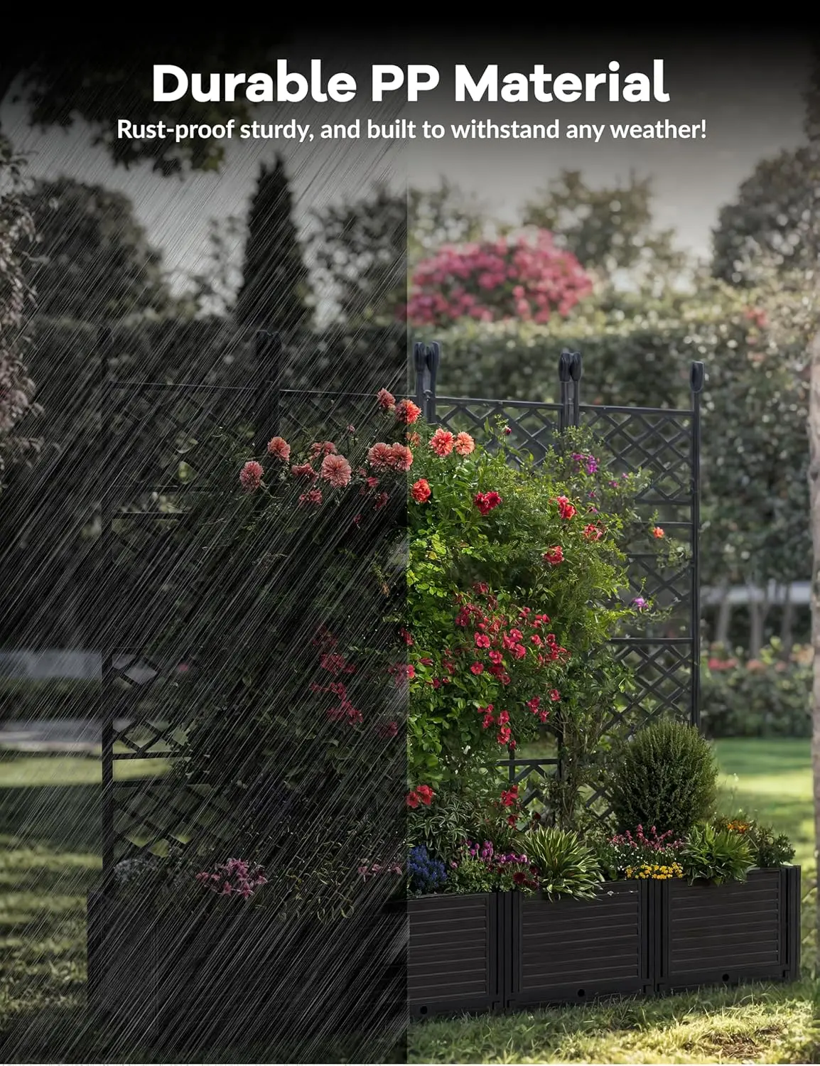 Architectural Vertical Garden Bed with Integrated Climbing Trellis, 63-Inch Elevated Plant Enclosure for Patio & Terrace Architectural Vertical Garden Bed with Integrated Climbing Trellis, 63-Inch Elevated Plant Enclosure for Patio & Terrace